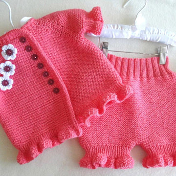 Knitting PATTERN Baby Girl Knitted Diaper Cover Baby Cardigan by Elena Mitchell