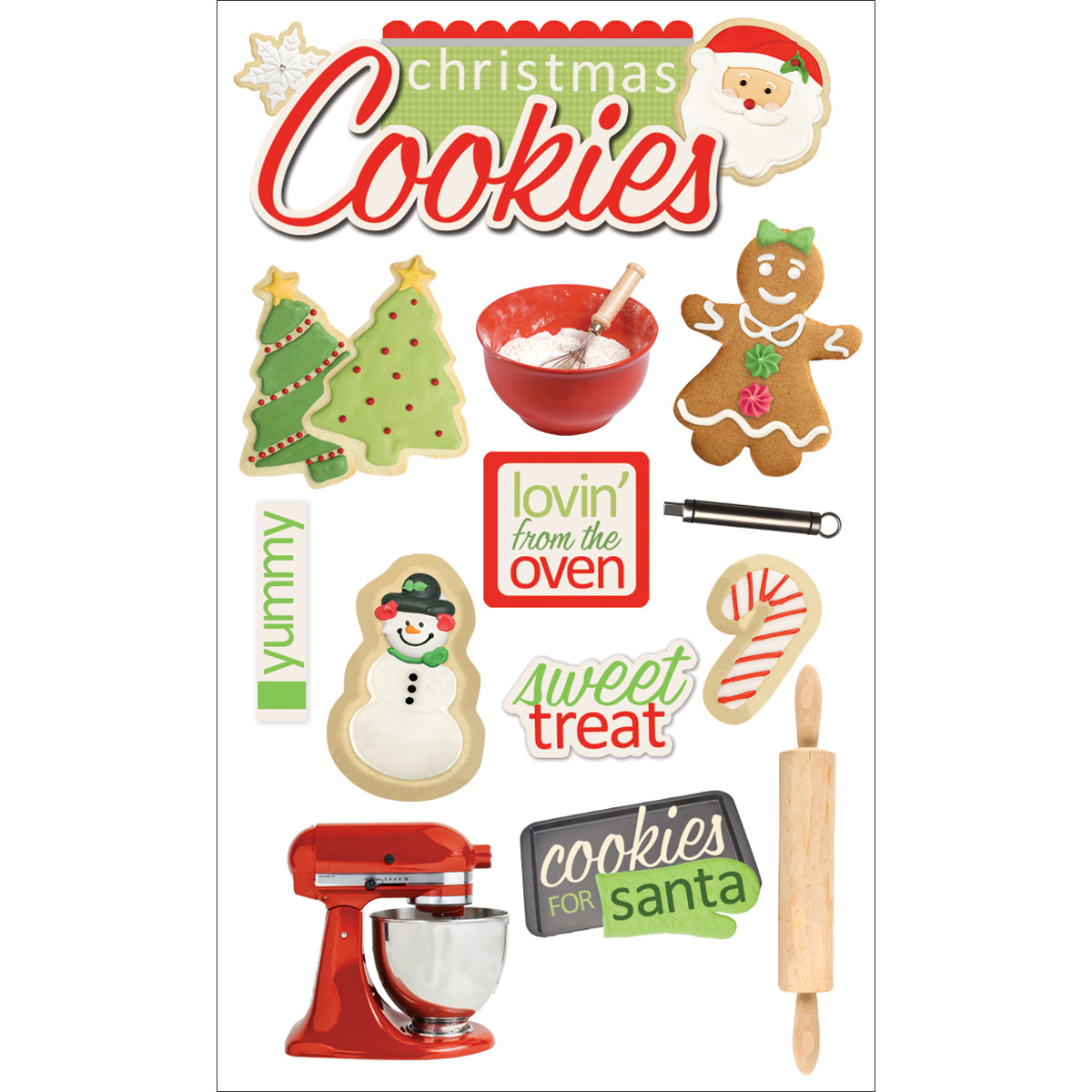 Paper House 3D Stickers 4.5"X7.5" - Christmas Cookies