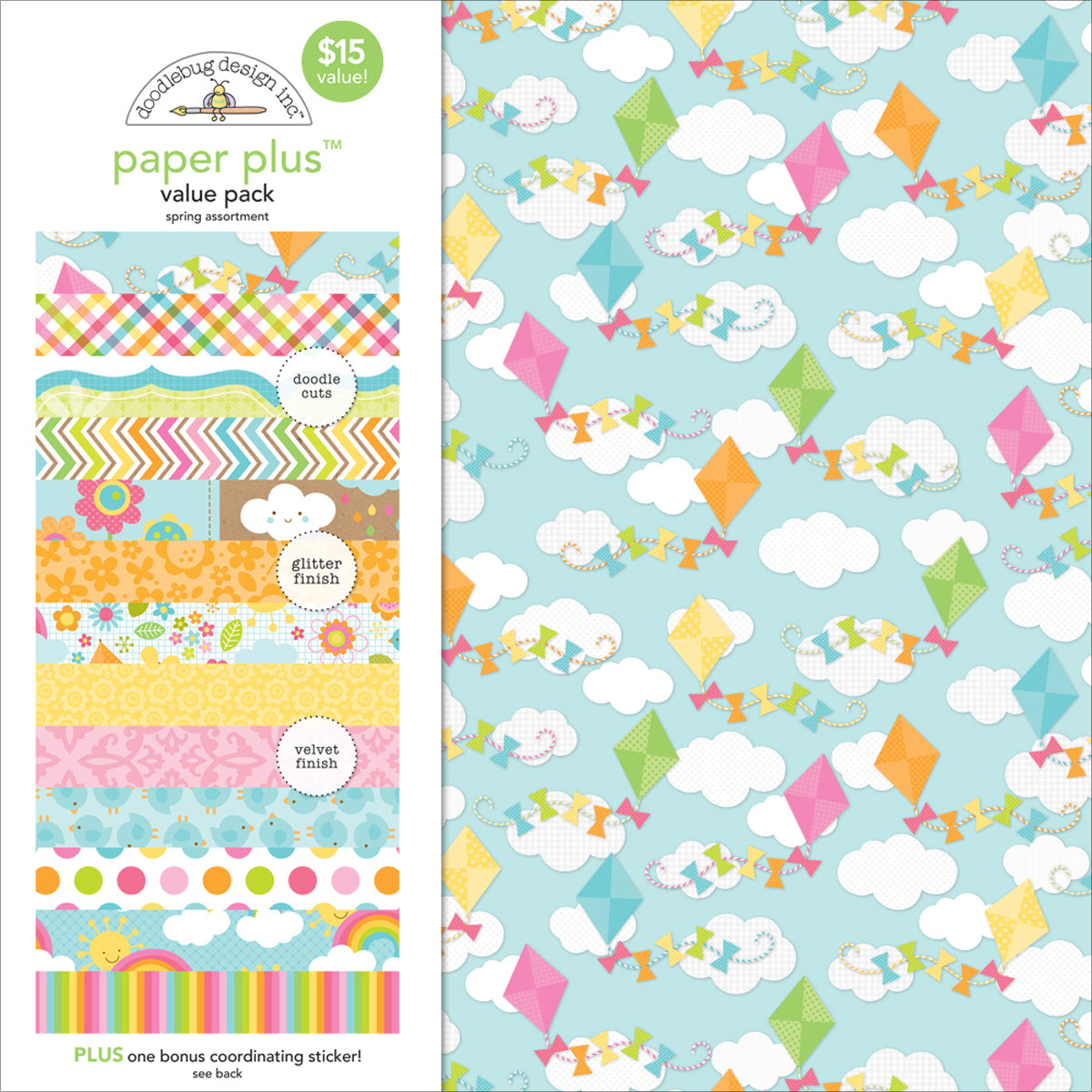 Doodlebug Paper Plus Value Pack 12"X12" - Spring