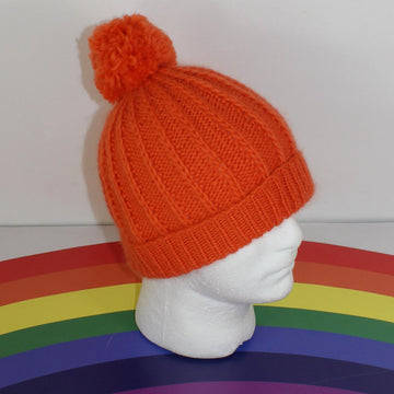 Aran Fishermans Rib Bobble Beanie Circular