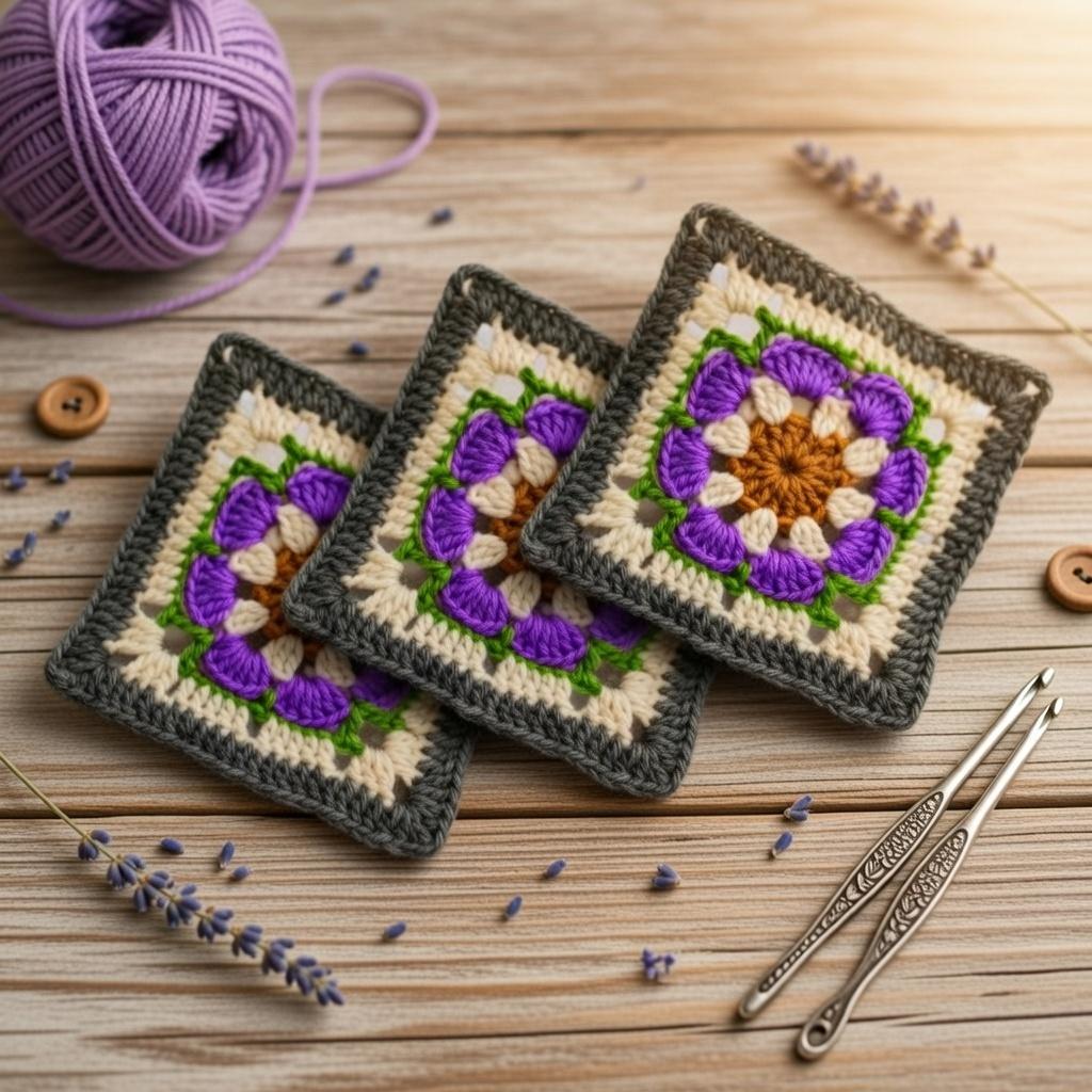 A crochet square motif