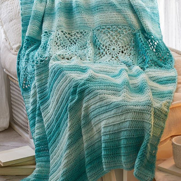 Pretty Squares in a Row Bed Throw in Red Heart Super Saver Ombre - LW5892 - Downloadable PDF