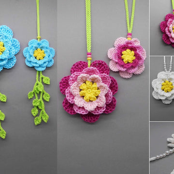 3D flower hanging decoration for doors, walls & windows - easy from scraps of yarn