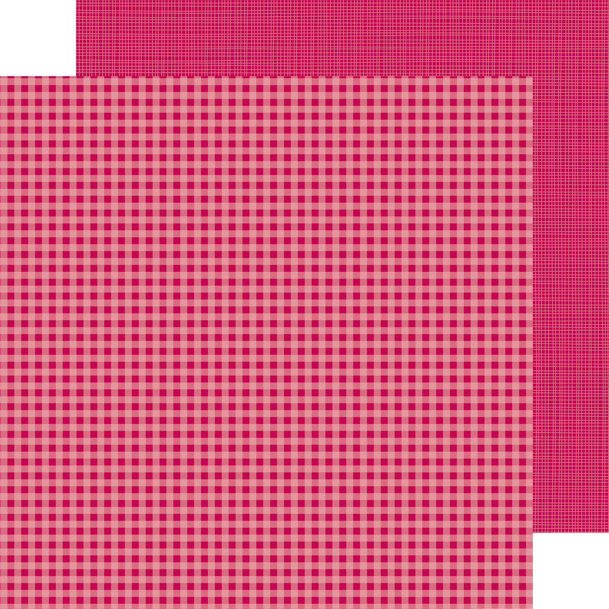 Doodlebug Petite Prints Gingham/Linen Cardstock 12"X12" 25/Pkg - Ruby