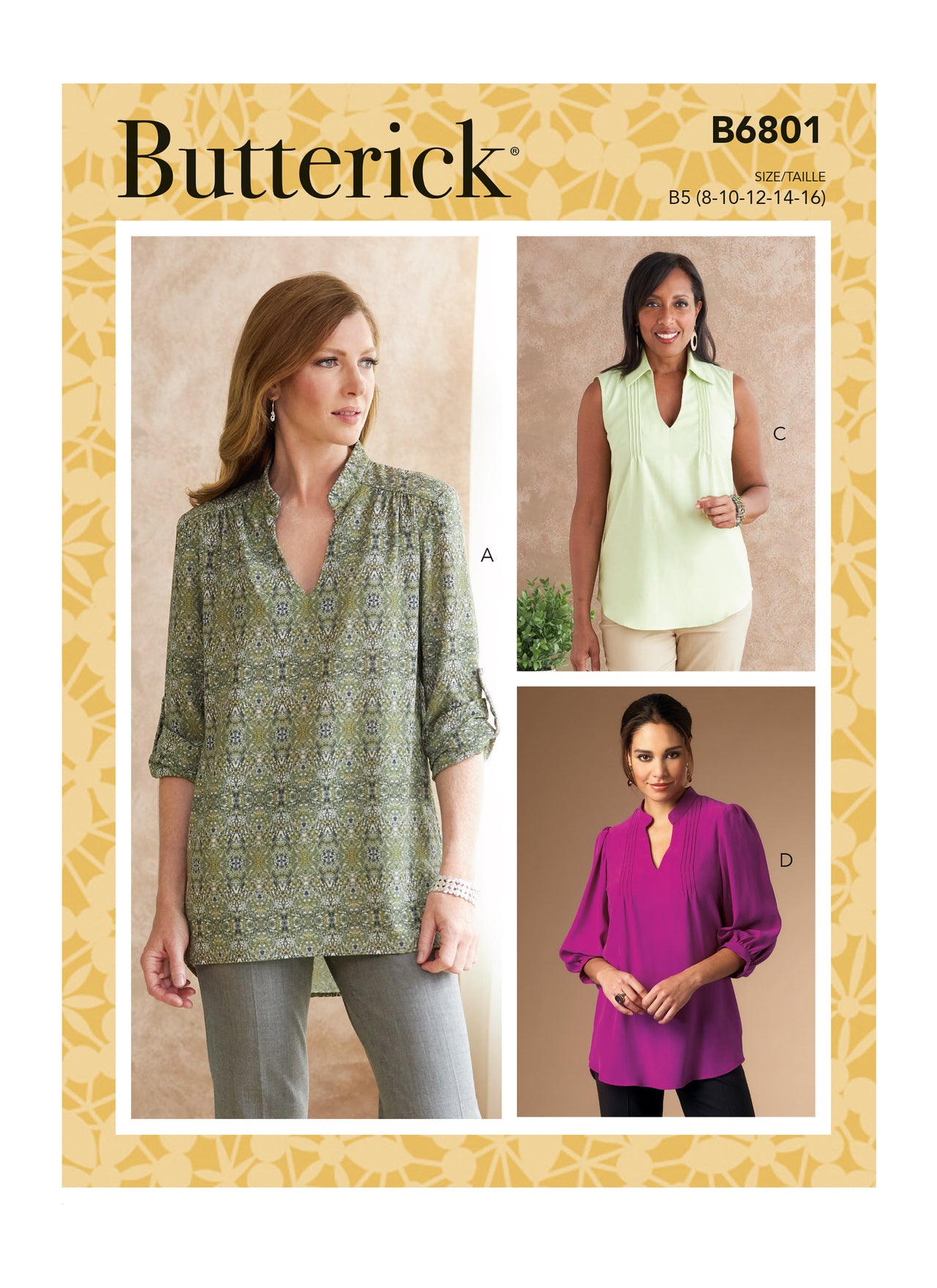 Butterick Misses' & Women's Tucked Or Gathered Top B6801 - Sewing Pattern