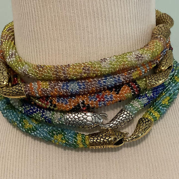 Bead Crochet Snake Necklace or Bracelet
