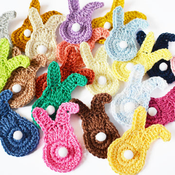 Crochet bunny embellishment. Bunny bunting. Nursery decor. Rabbit applique. Easter hanging ornament. Card topper. Easter decoration