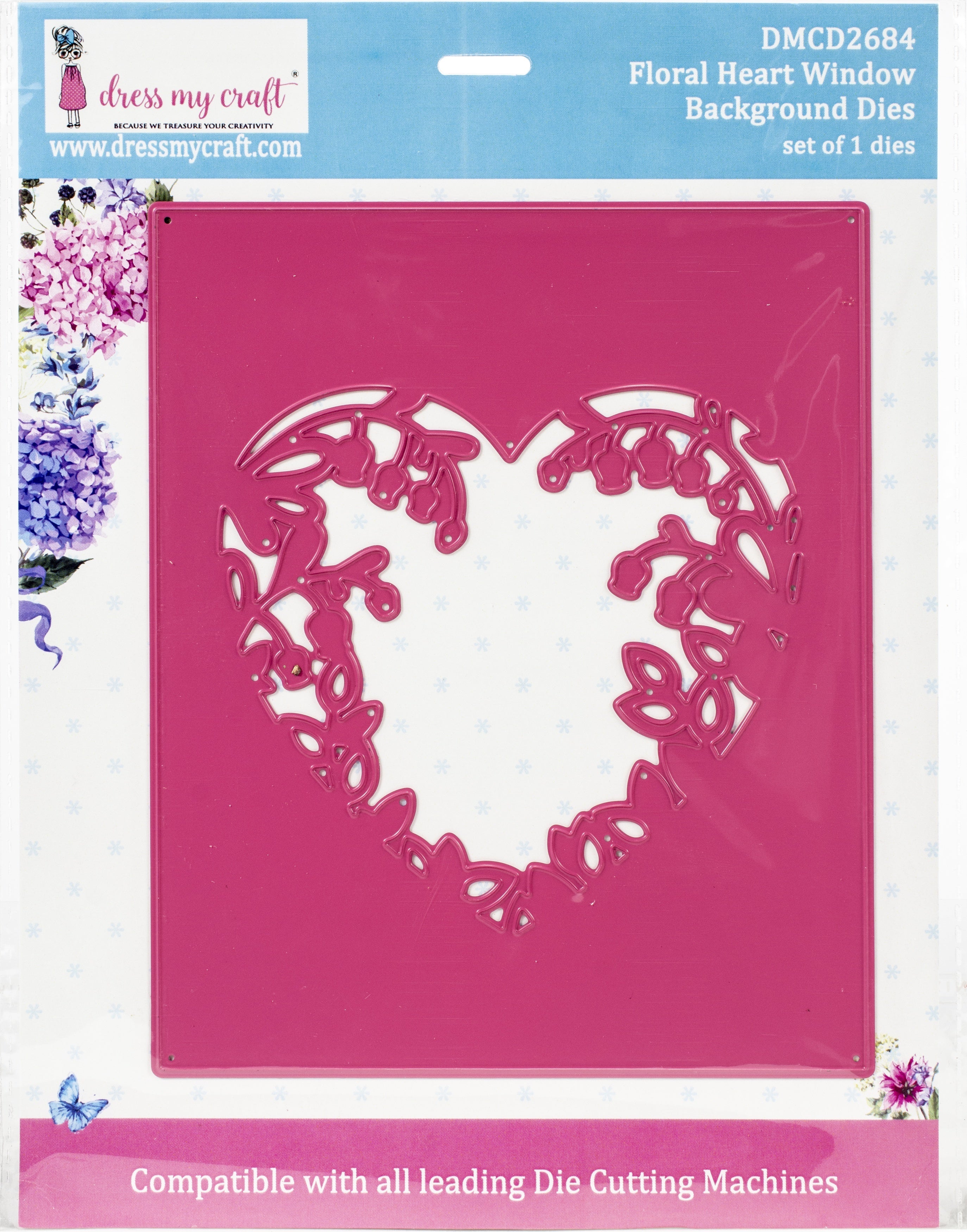 Dress My Craft Dies - Background- Floral Heart Window