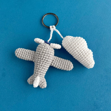 Airplane with cloud crochet pattern Amigurumi keyring Bag charm