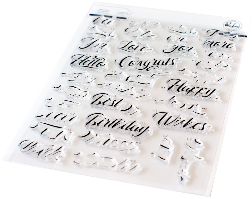 Pinkfresh Studio Clear Stamp Set 6"X8" - Layered Script Words