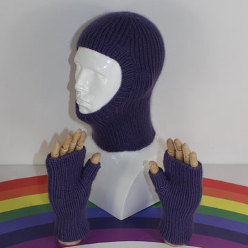 Adult & Teen Aran Rib Balaclava & Matching Gloves