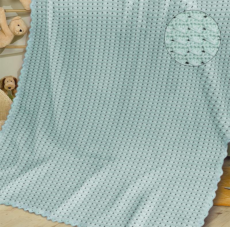 Pastel Aquamarine Textured Crochet Baby Blanket Pattern – Written Row by Row