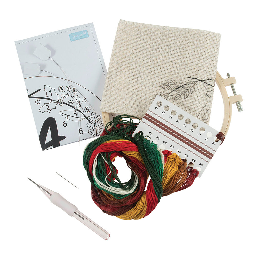 Trimits Floss Punch Needle Kit with Hoop: Monogram Wreath Punch Needle Kit - 6in