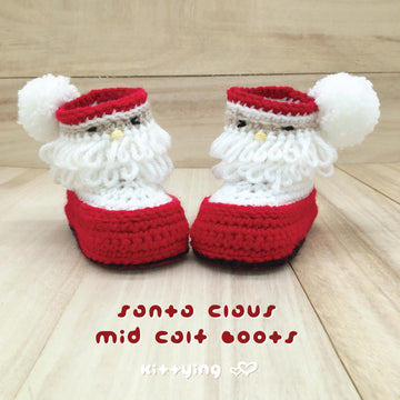 Santa Booties Crochet Pattern by Kittying