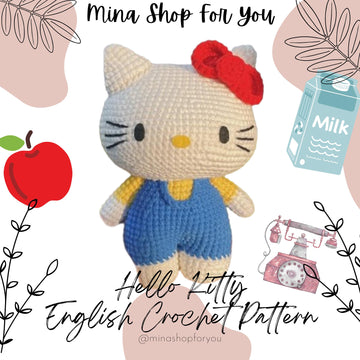 MS021 Hello Kitty Crochet Pattern: 8-inches Amigurumi (English PDF)