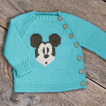 Knit kids sweater PDF Knitting Pattern, Disney Mickey Mouse duplicate stitch colorwork