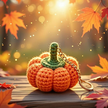 Pumpkin Keychain Crochet Pattern (PDF + Video Tutorial) – Beginner