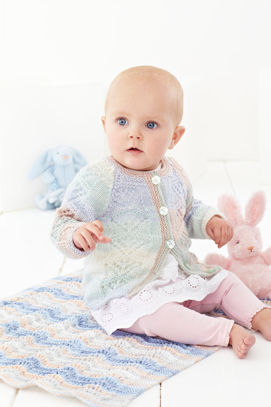 Babies Matinee Coat, Cardigan, Blanket, and Hat in King Cole DK - Babies - 5588 - Leaflet