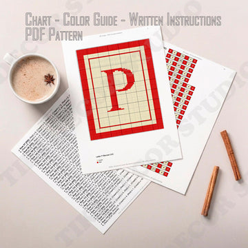 Initial Letter P Baby Shower Blanket C2C CROCHET PATTERN