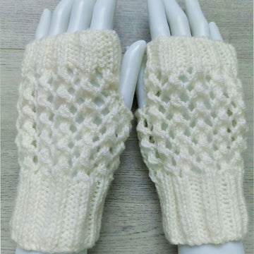 Ladies Fingerless Gloves Lacy, Plain or Cable Mittens One Size LH036