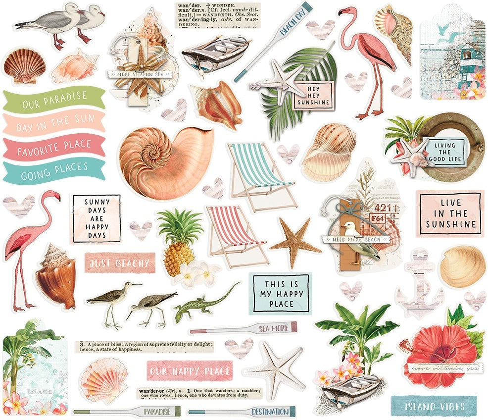 Simple Stories Simple Vintage Coastal Bits & Pieces Die-Cuts 58/Pkg - 619897