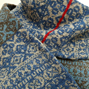 Fair Isle Scarf in Blues and Greys