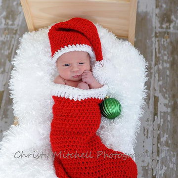 Christmas Stocking Cocoon & Santa Hat Photo Prop
