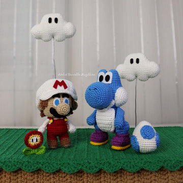 Mario & Yoshi – Chibi Amigurumi Crochet Pattern Bundle PDF | Bonus Egg, Mini Mushroom & Fire Flower