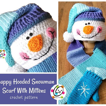 Snappy Hooded Snowman Scarf With Mittens