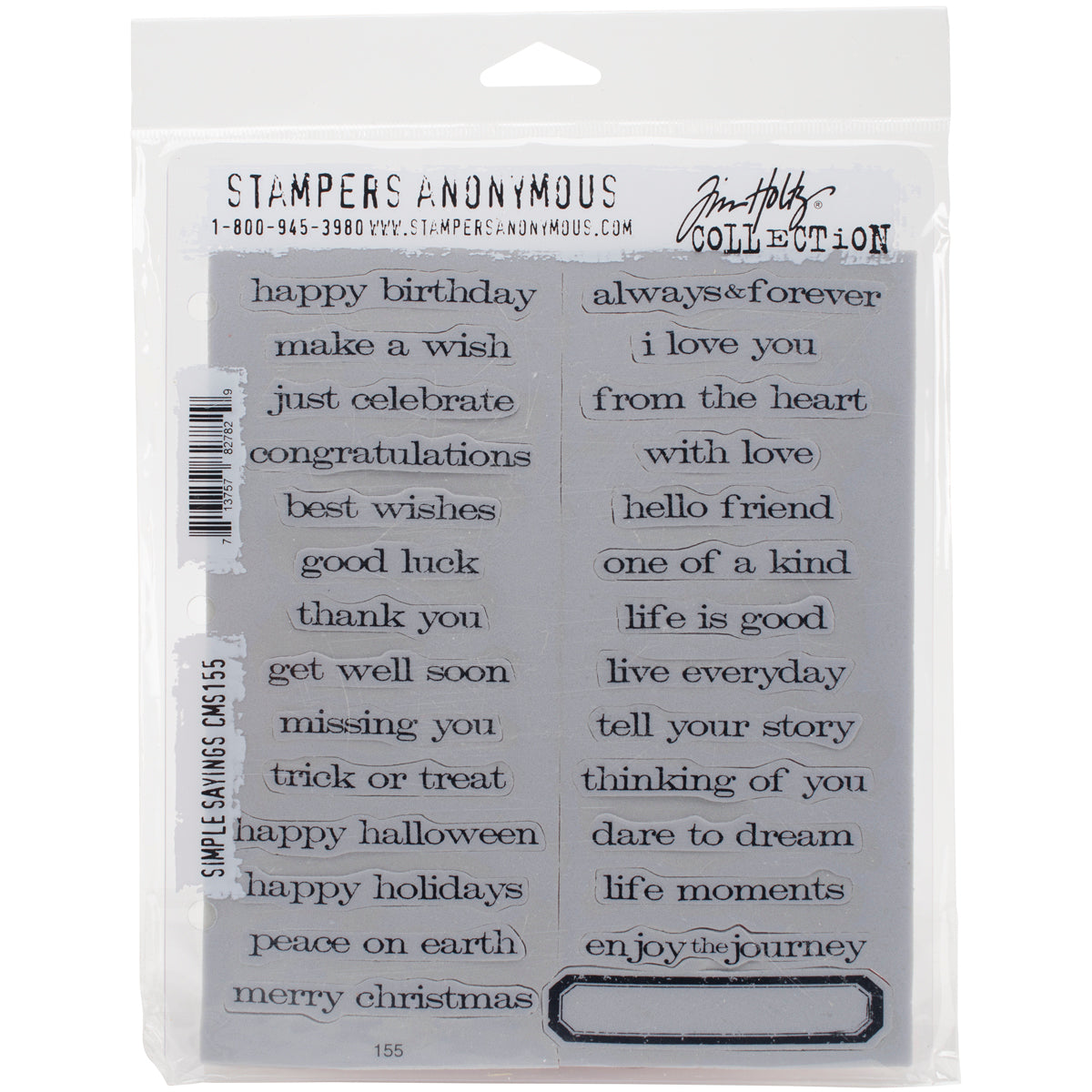 Stampers Anonymous Tim Holtz Cling Stamps 7"X8.5" - Simple Sayings
