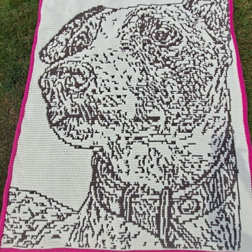 Whippet "Freya" | Dog Mosaic Crochet Blanket