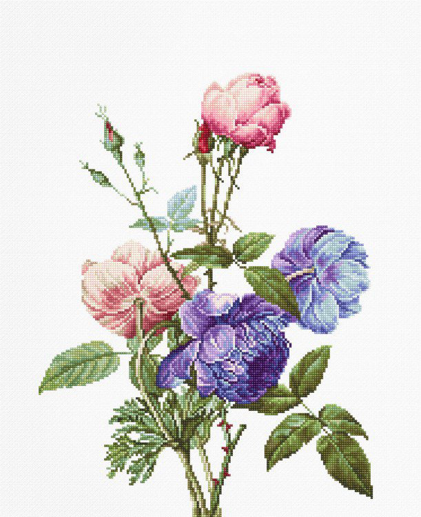 Luca-S Rose & Peony Bouquet Cross Stitch Kit