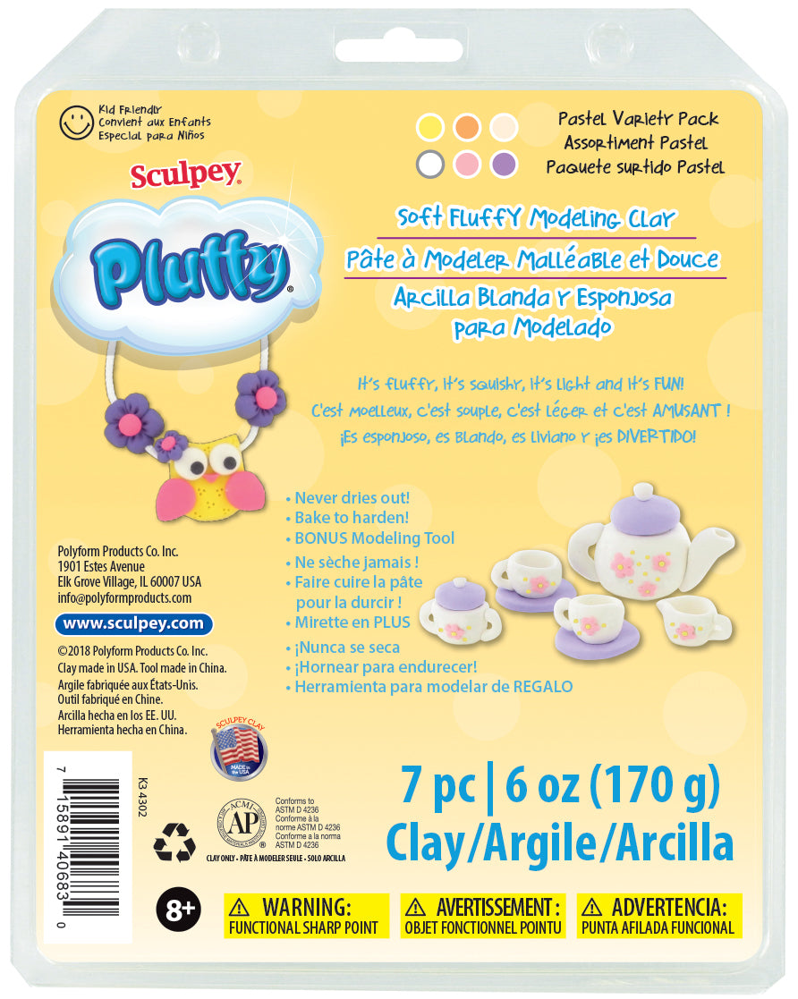 Polyform Sculpey Pluffy Clay 1oz 6/Pkg - Pastel
