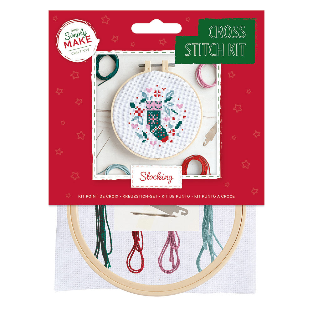 Simply Make Stocking Cross Stitch Kit - 20x15x10cm