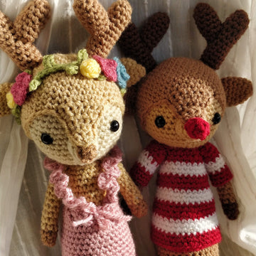 Renata and Rudolph Reindeer Doll Crochet Amigurumi Christmas