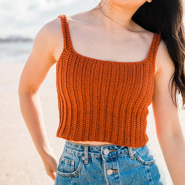 Terracotta Ribbed Crop Top
