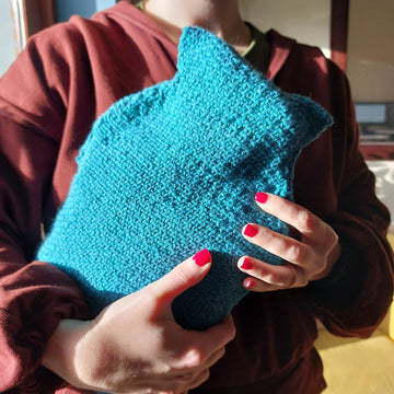 Linen stitch hot water bottle cover
