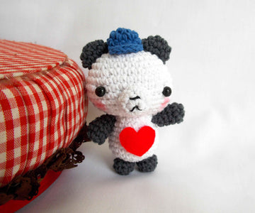 Mr Panda in love free amigurumi crochet doll pattern