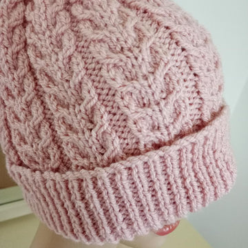 Easy Lace Cable Hat Womens Mens Unisex Straight Needles