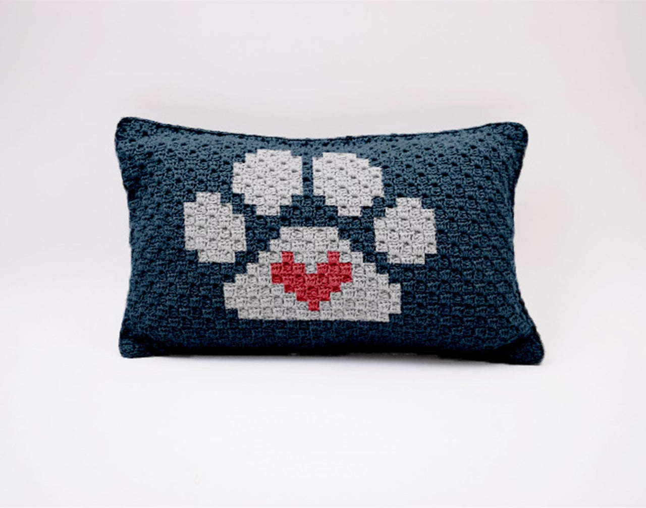 Dog Paw with Heart Pillow Cushion C2C Crochet Pattern