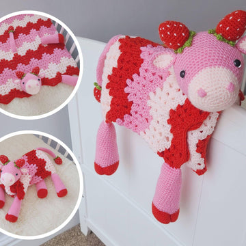 3in1 Strawberry Cow Baby Blanket Cow AmiBlanket