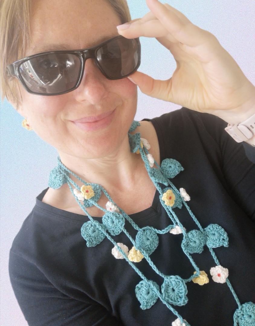 Flower necklace and earrings