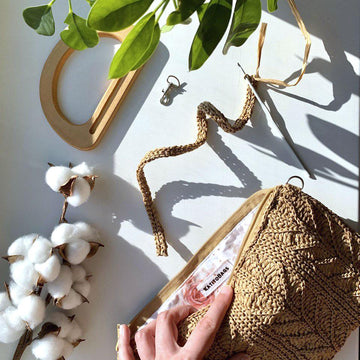 Raffia clutch bagCrochet pattern, Raffia clutch bag, Zipper raffia handbag