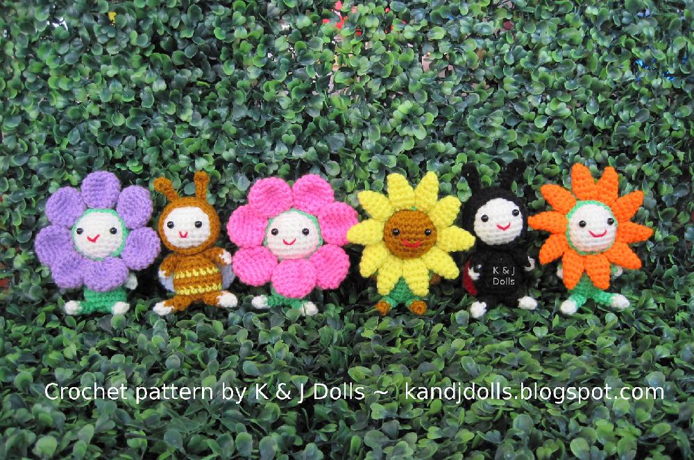 Bee, sunflowers and ladybug amigurumi crochet pattern