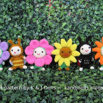 Bee, sunflowers and ladybug amigurumi crochet pattern
