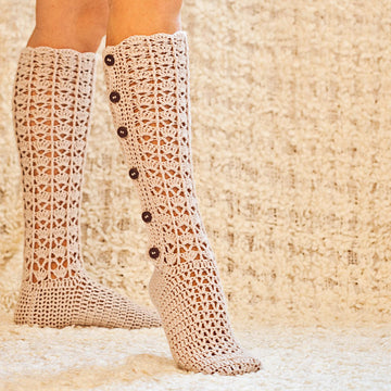 Knee High Buttoned Socks