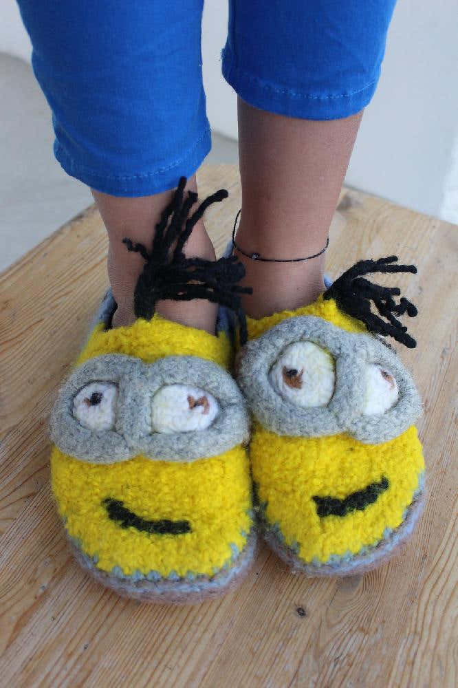 Kevin's Slippers - Felted Seamless Minion Shoes