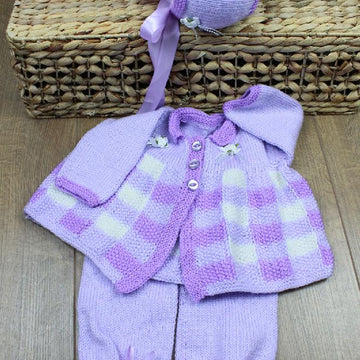 Gingham Matinee Set Knitting Pattern #174