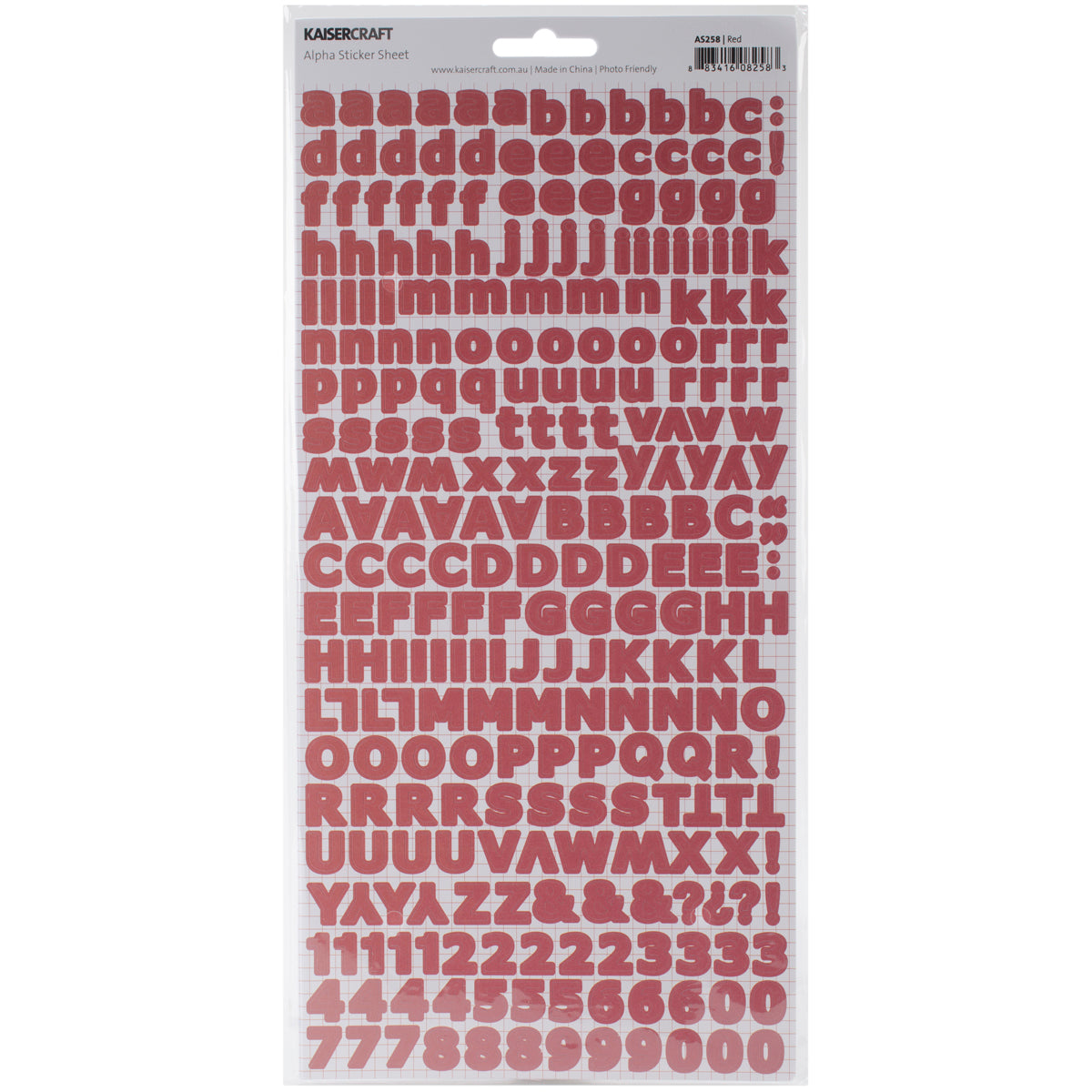 Kaisercraft Alphabet Stickers 6"X12" 5/Pkg - Red