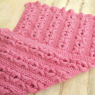 Reversible Hugs & Kisses Cable baby Blanket